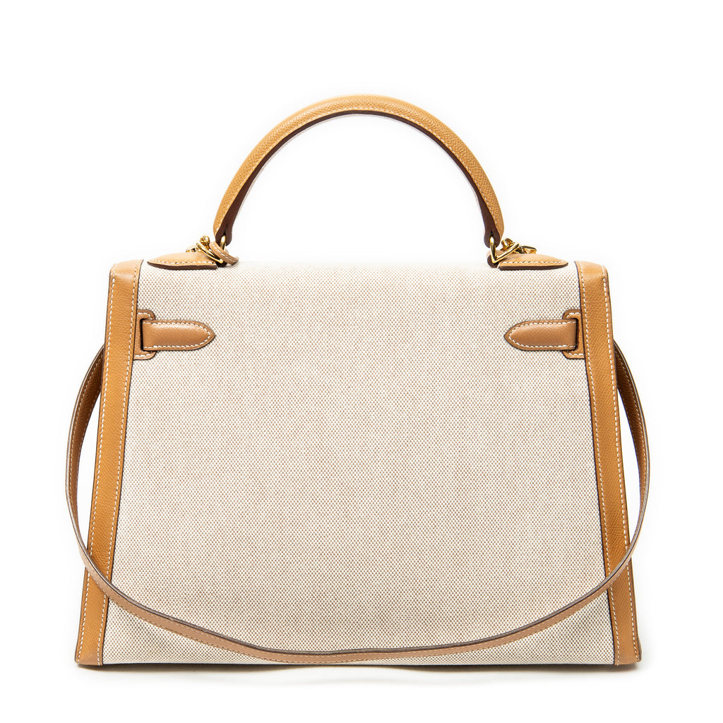 Shoulder Bag Rare Kelly Sellier 32 Beige Toile H Canvas
