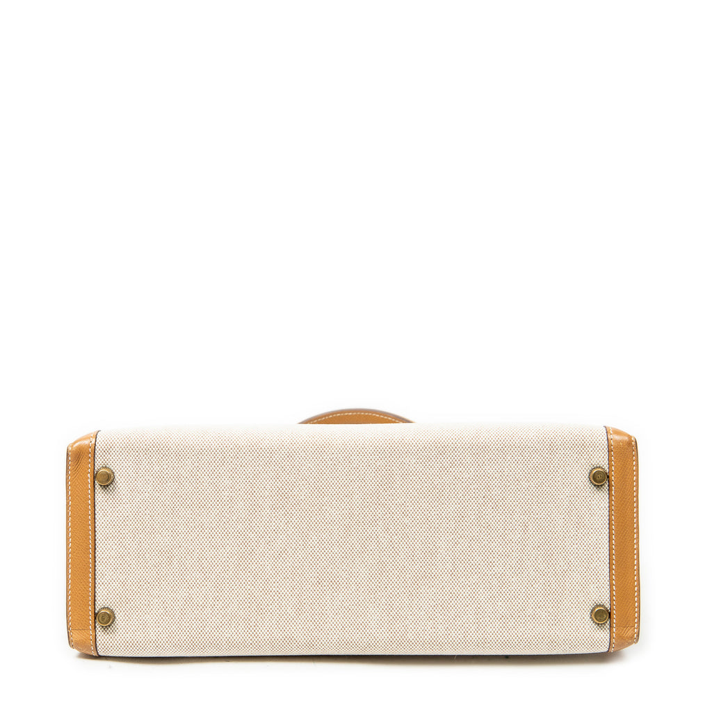 Shoulder Bag Rare Kelly Sellier 32 Beige Toile H Canvas
