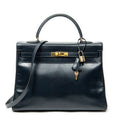 Shoulder Bag Kelly Retourne 35 Navy Box Leather