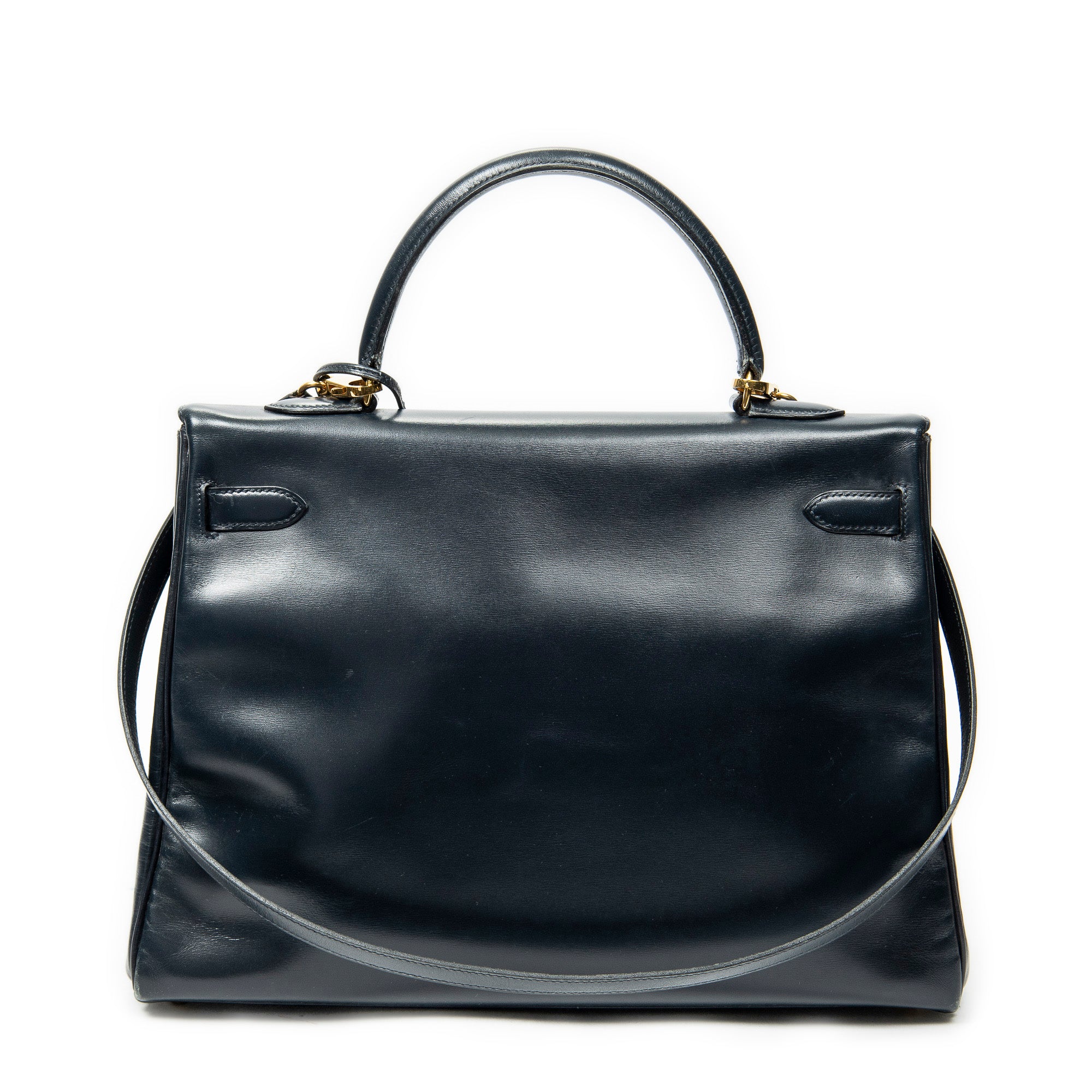 Shoulder Bag Kelly Retourne 35 Navy Box Leather