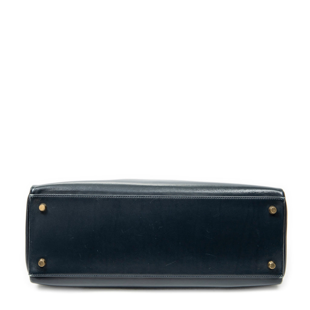 Shoulder Bag Kelly Retourne 35 Navy Box Leather