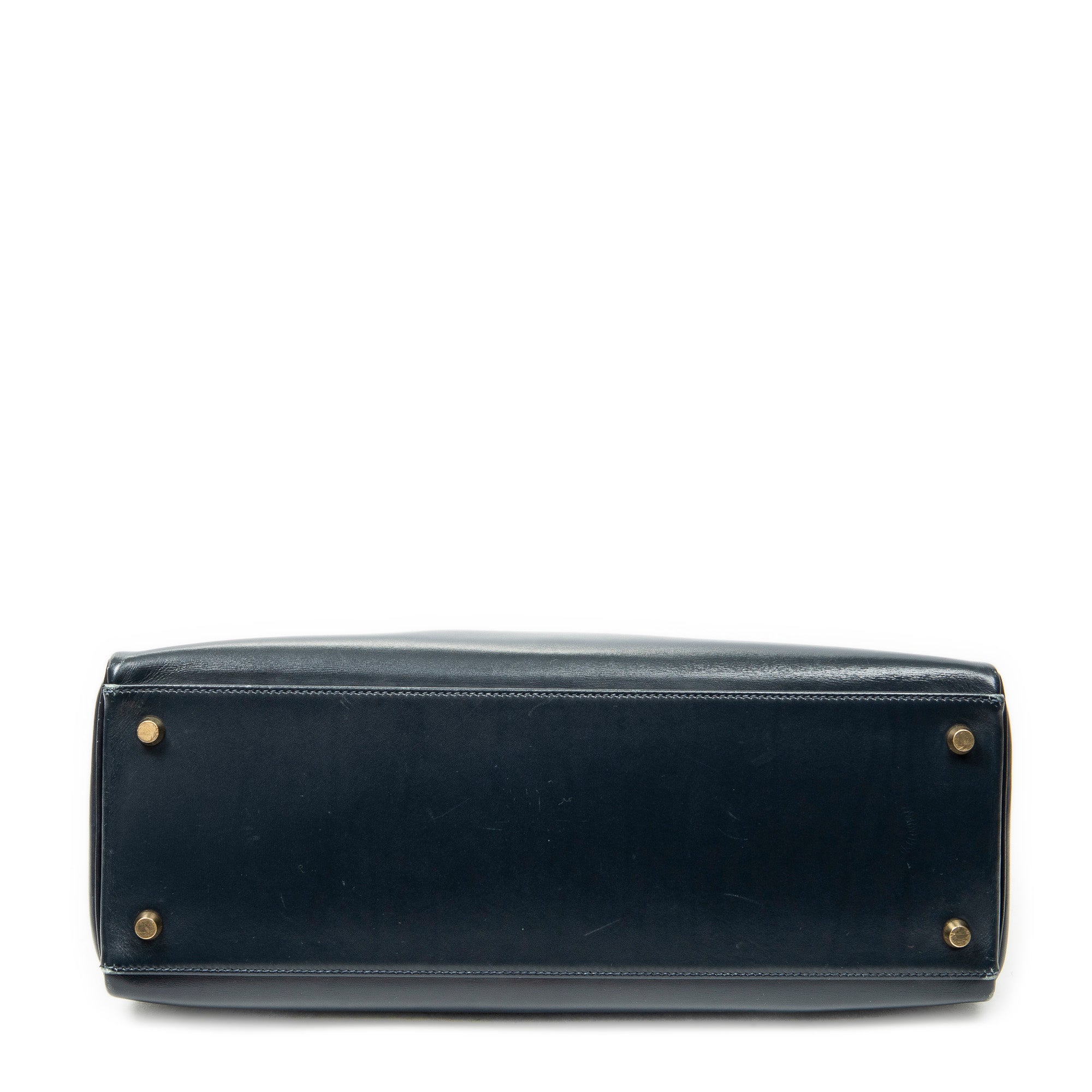 Shoulder Bag Kelly Retourne 35 Navy Box Leather