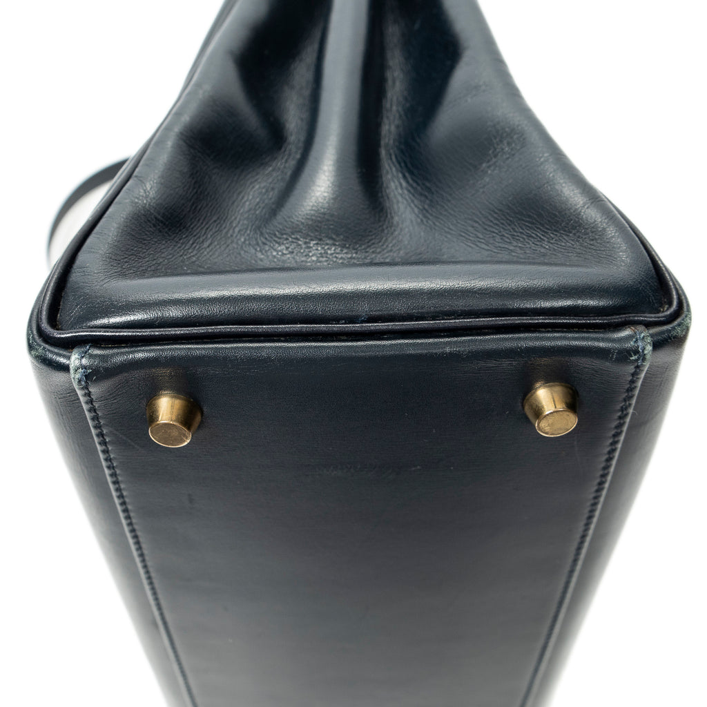 Shoulder Bag Kelly Retourne 35 Navy Box Leather