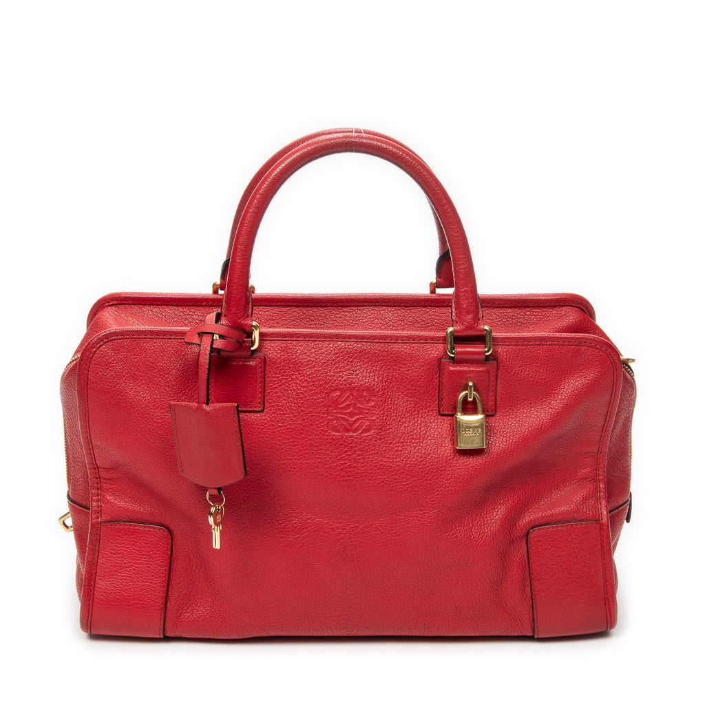 Handbag Amazona 36 Red Grained Calfskin Leather