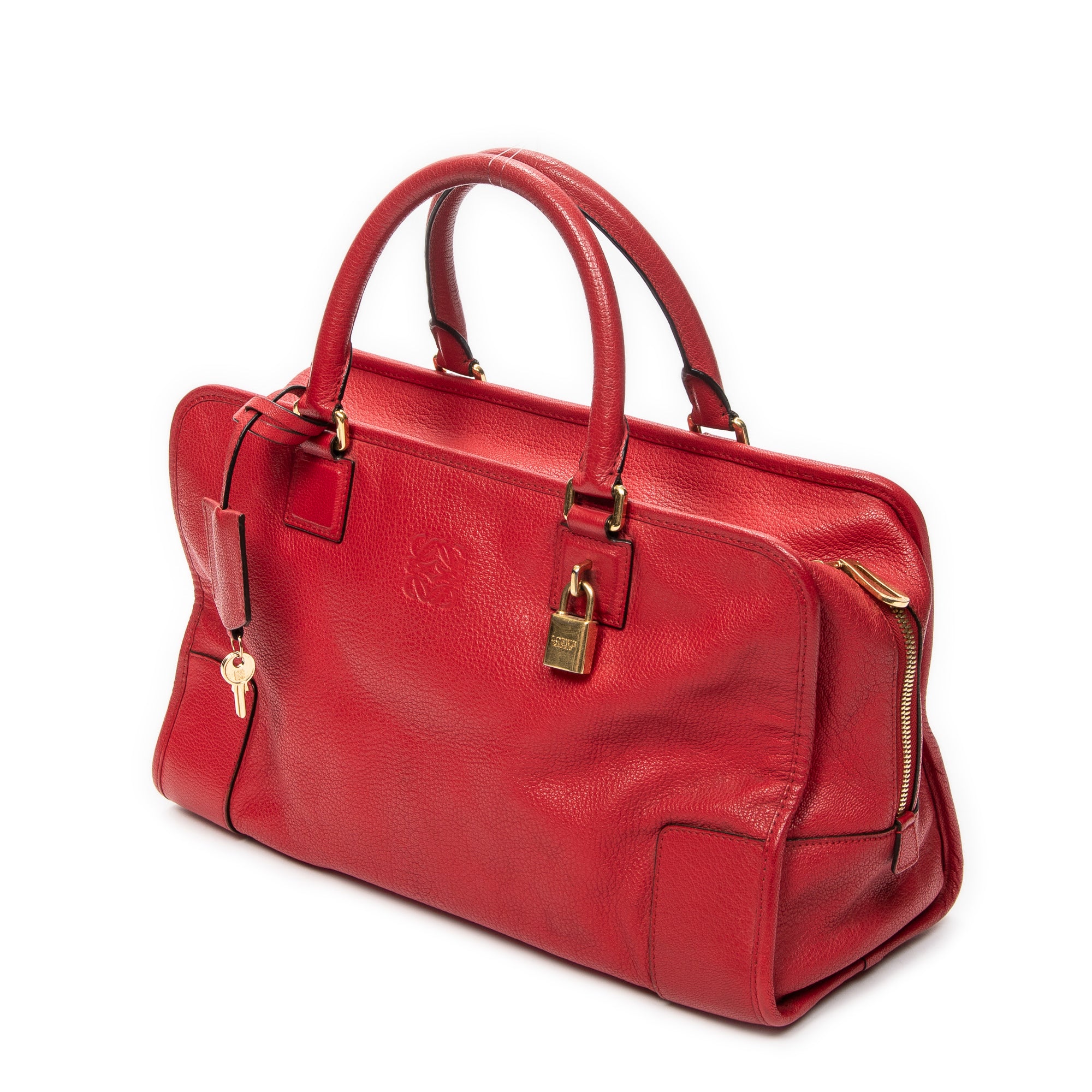 Handbag Amazona 36 Red Grained Calfskin Leather