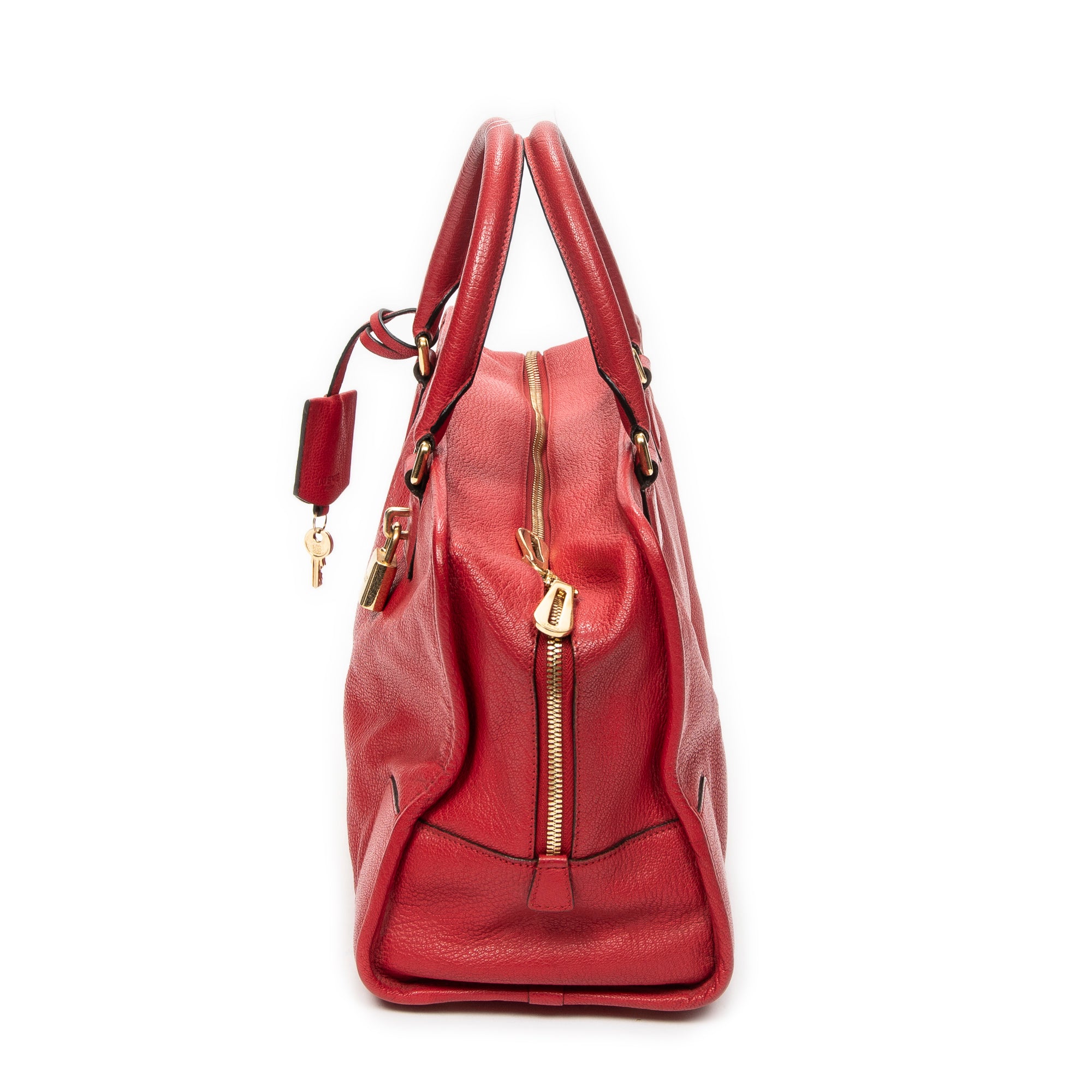 Handbag Amazona 36 Red Grained Calfskin Leather