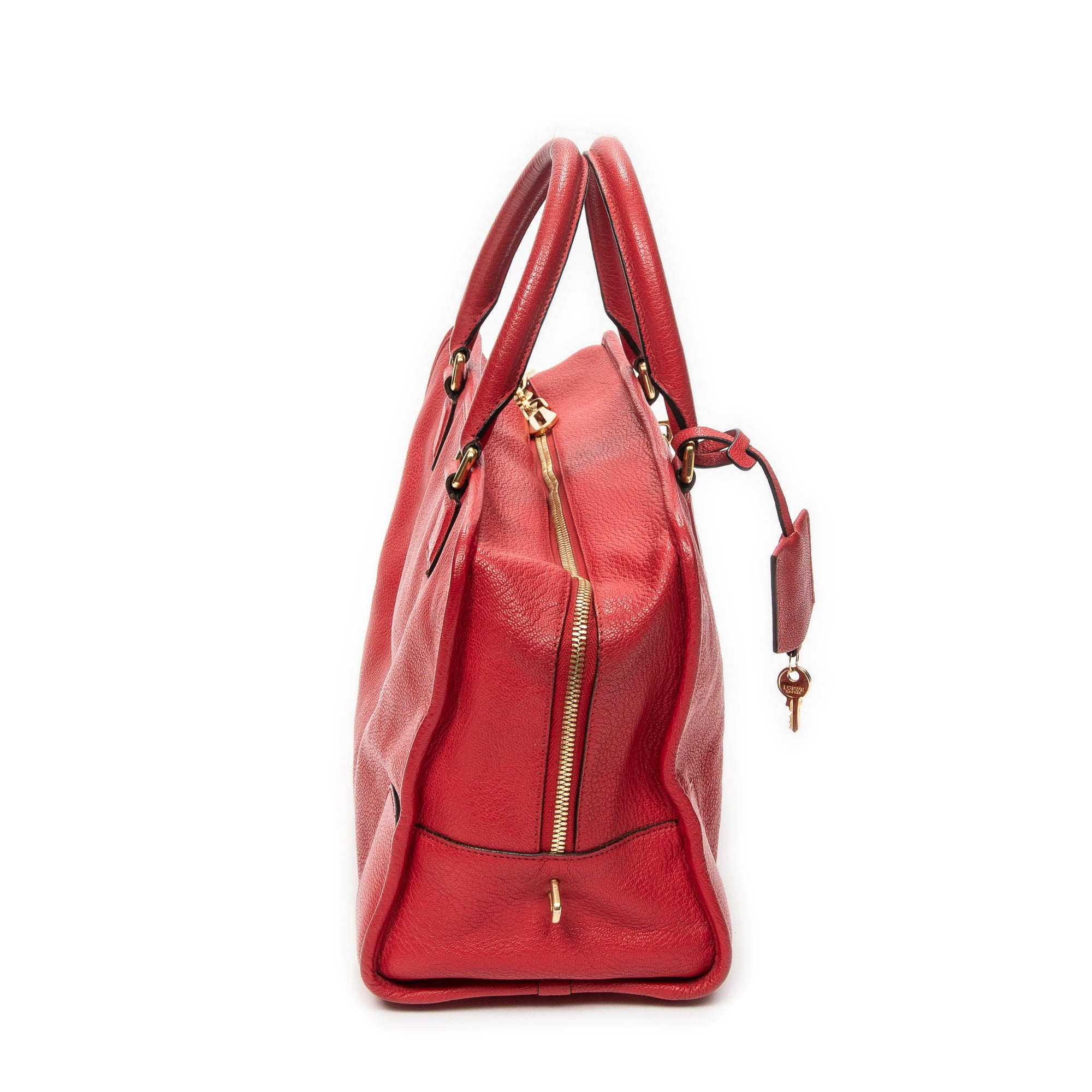 Handbag Amazona 36 Red Grained Calfskin Leather