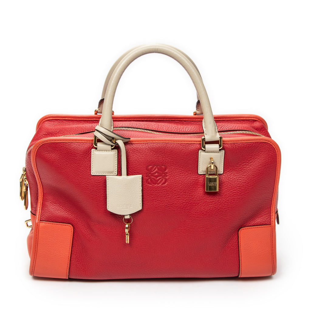 Handbag Amazona 36 Red Grained Calfskin Leather