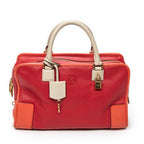 Handbag Amazona 36 Red Grained Calfskin Leather