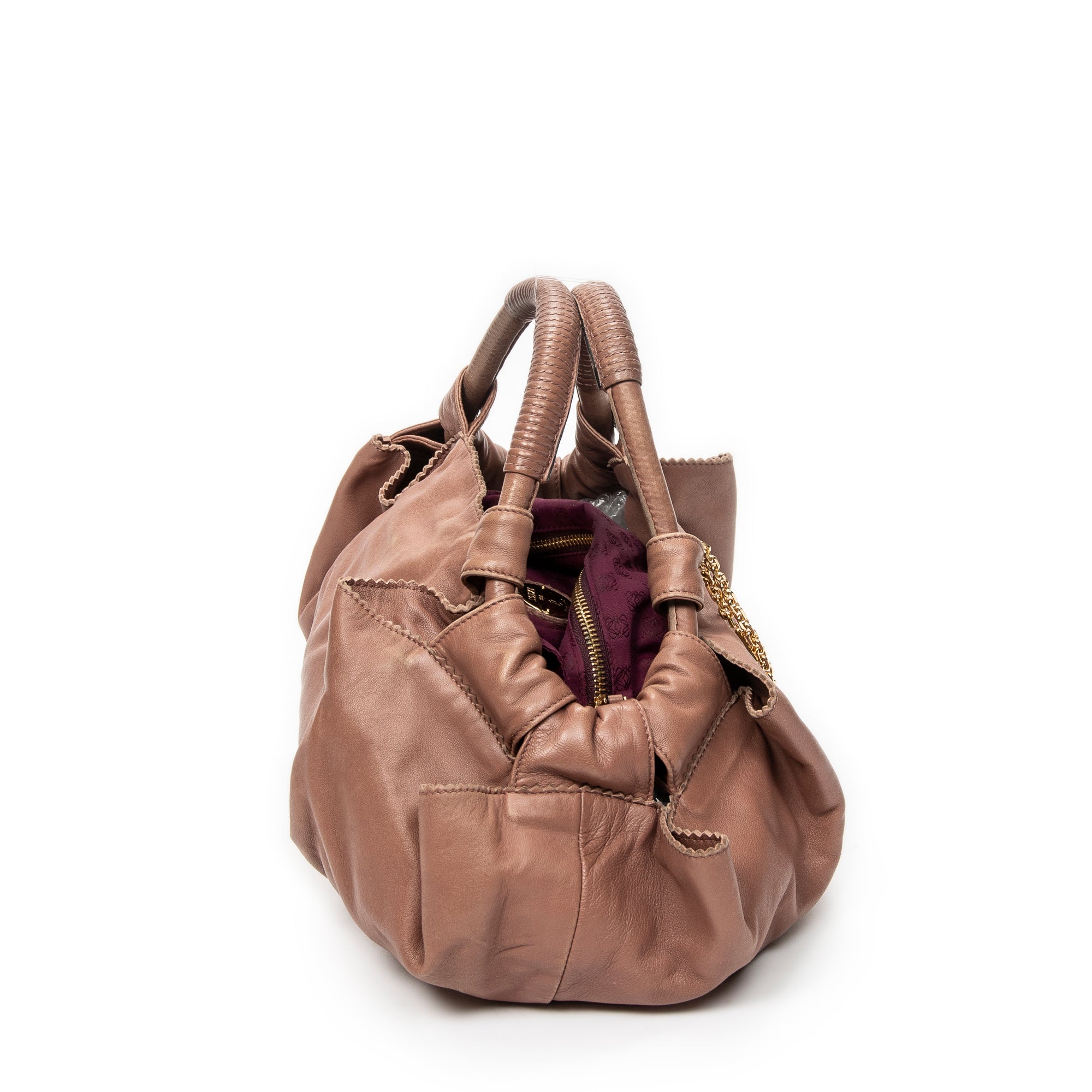 Handbag Aire Brisa Hobo Mauve Pink Calfskin Leather