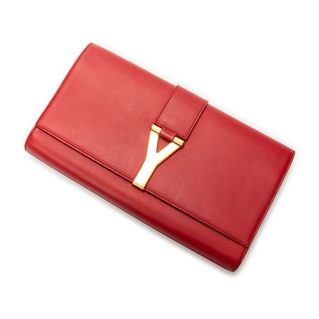 Clutch Ligne Y Clutch Red Calfskin Leather