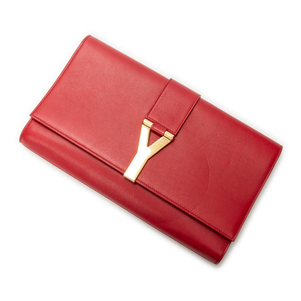 Clutch Ligne Y Clutch Red Calfskin Leather