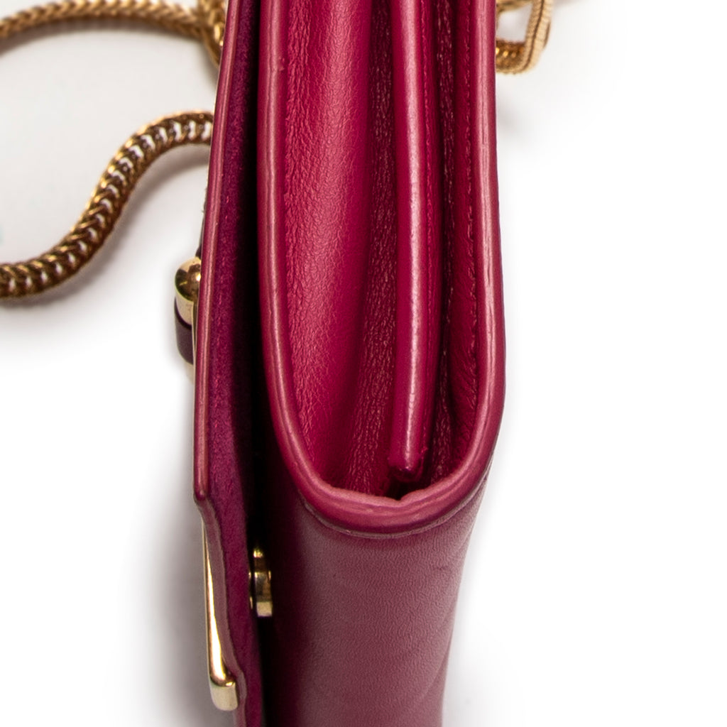 Shoulder Bag Mini Chyc Flap Crossbody Fuchsia Pink Calfskin Leather