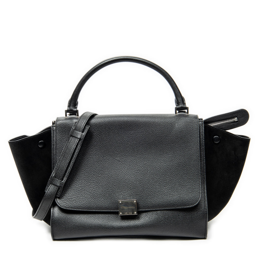 Shoulder Bag Medium Trapeze Black Grained Calfskin Leather