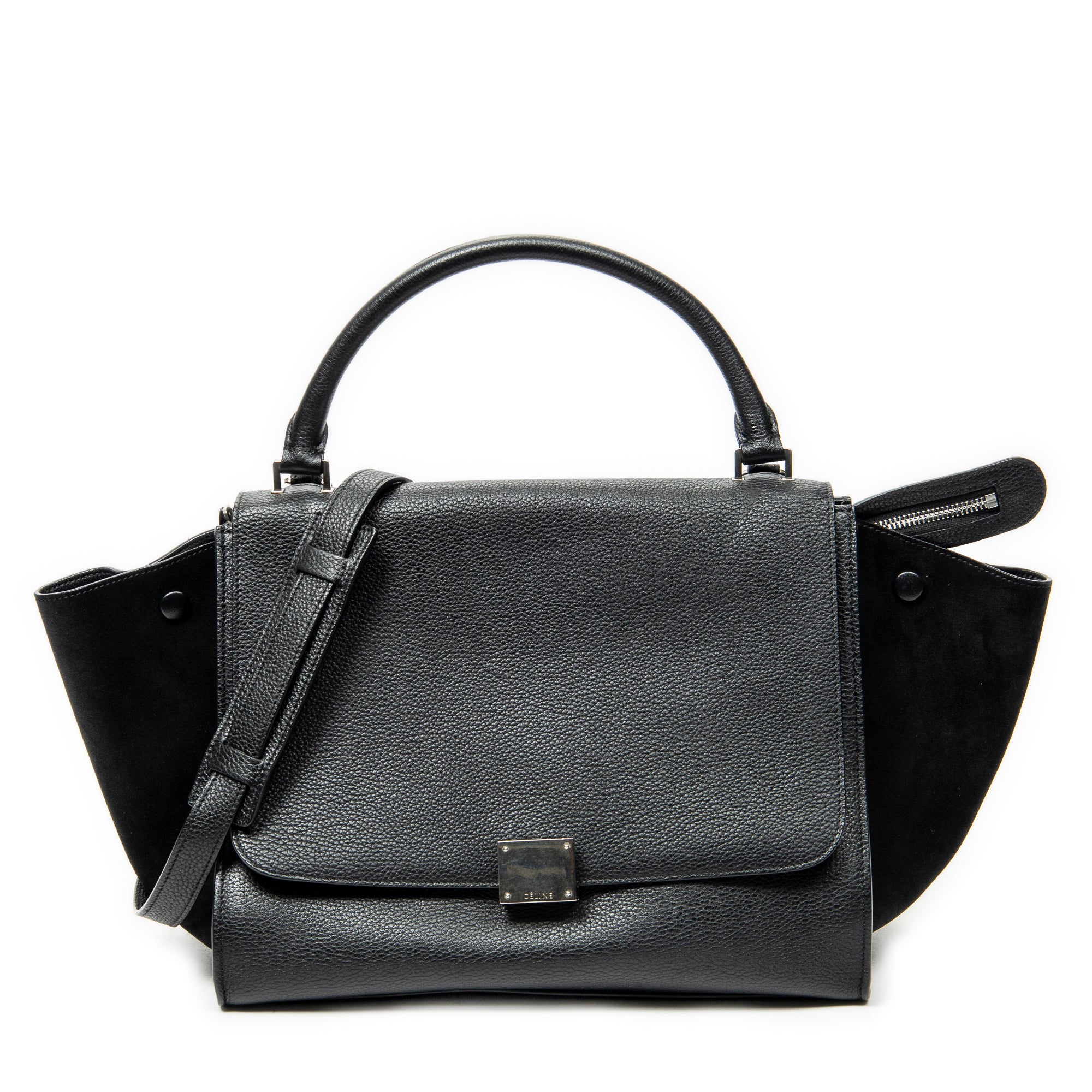 Shoulder Bag Medium Trapeze Black Grained Calfskin Leather