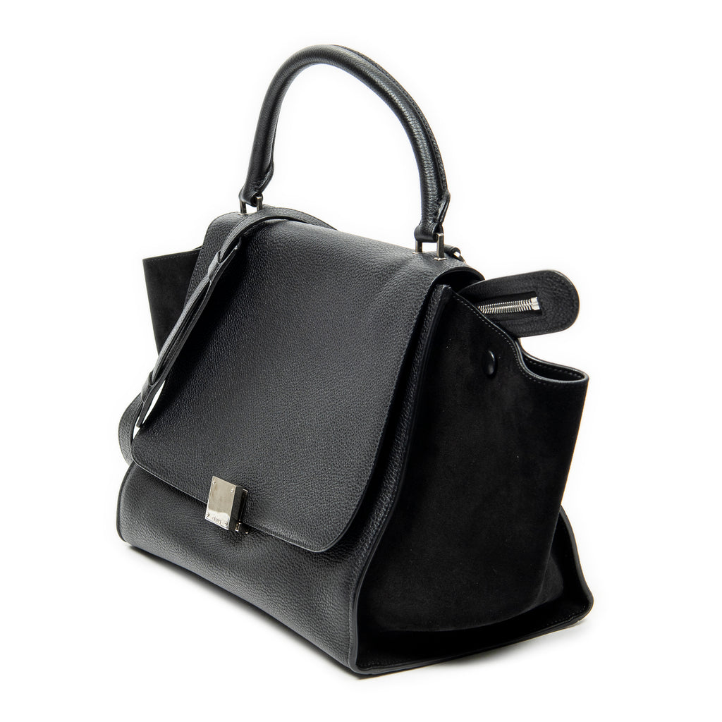 Shoulder Bag Medium Trapeze Black Grained Calfskin Leather