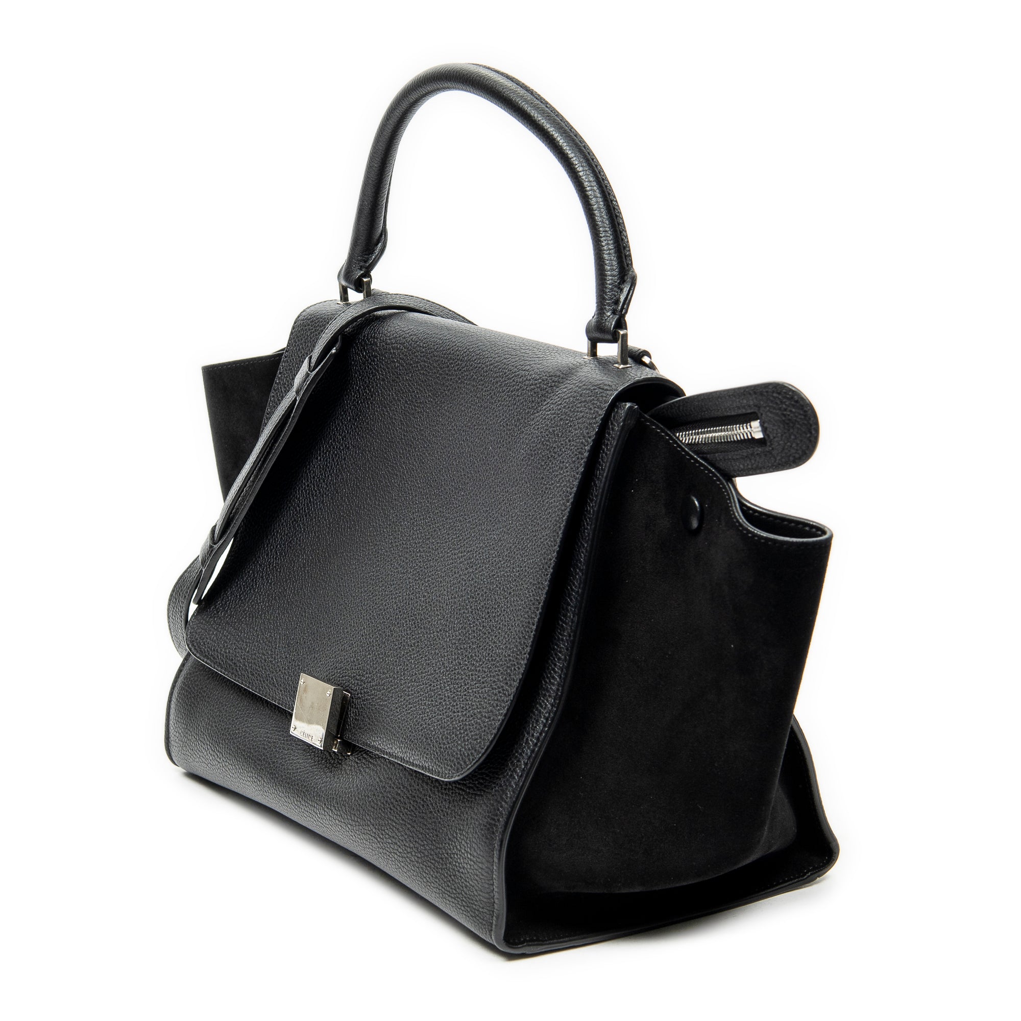Shoulder Bag Medium Trapeze Black Grained Calfskin Leather