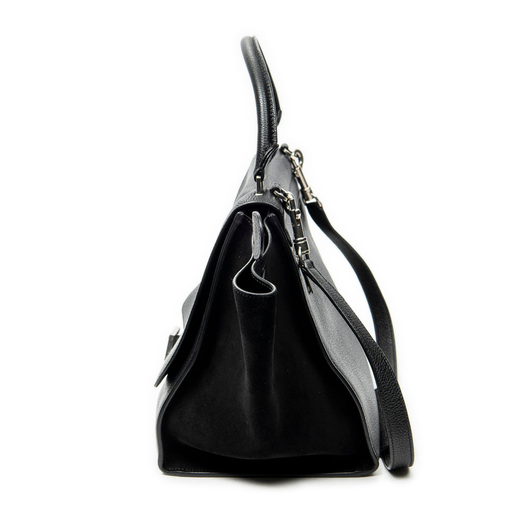 Shoulder Bag Medium Trapeze Black Grained Calfskin Leather