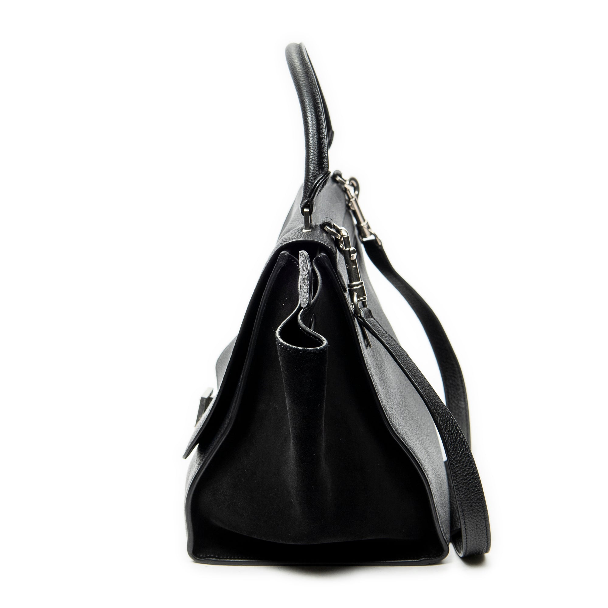 Shoulder Bag Medium Trapeze Black Grained Calfskin Leather