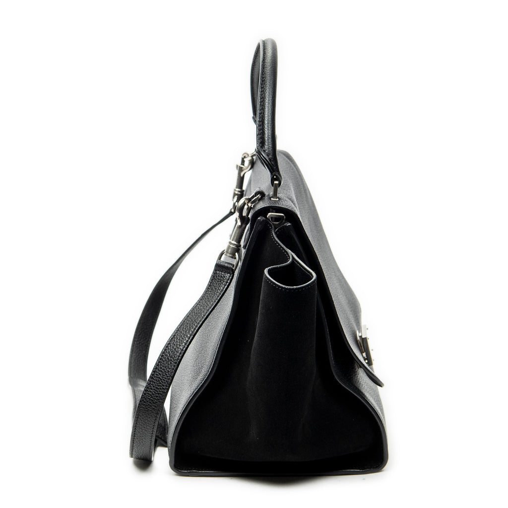 Shoulder Bag Medium Trapeze Black Grained Calfskin Leather