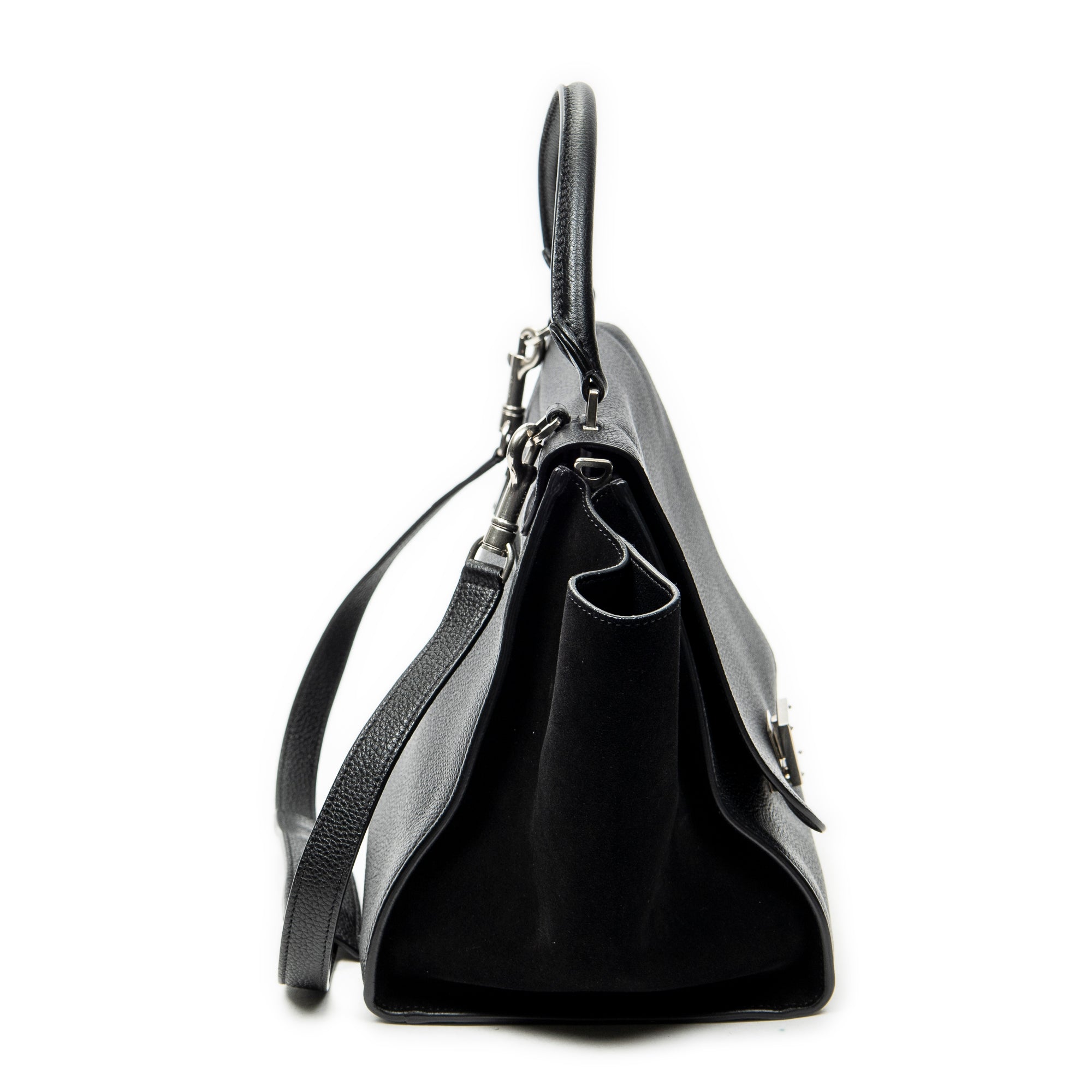 Shoulder Bag Medium Trapeze Black Grained Calfskin Leather