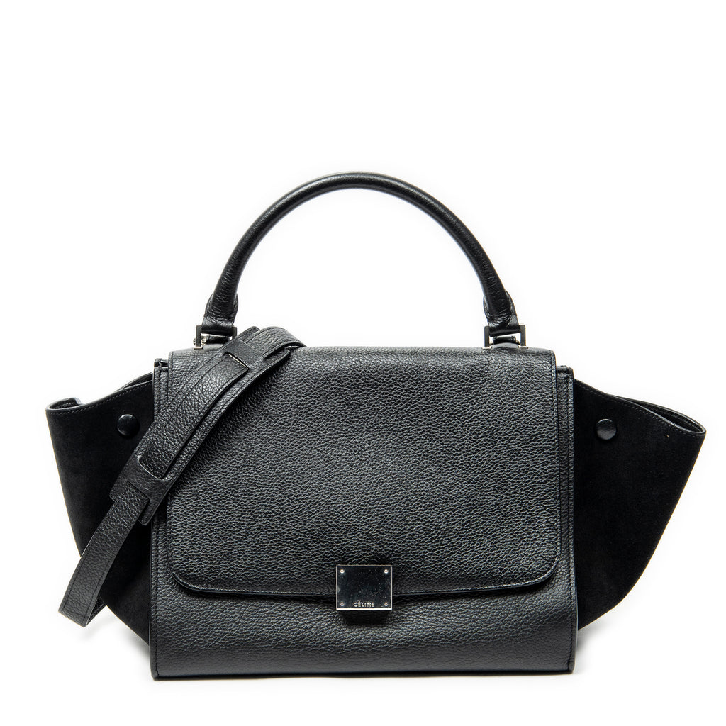 Shoulder Bag Small Trapeze Black Grained Calfskin Leather