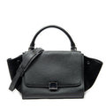 Shoulder Bag Small Trapeze Black Grained Calfskin Leather