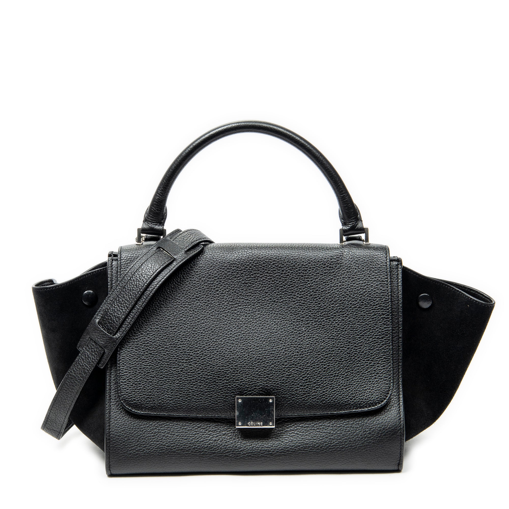 Shoulder Bag Small Trapeze Black Grained Calfskin Leather