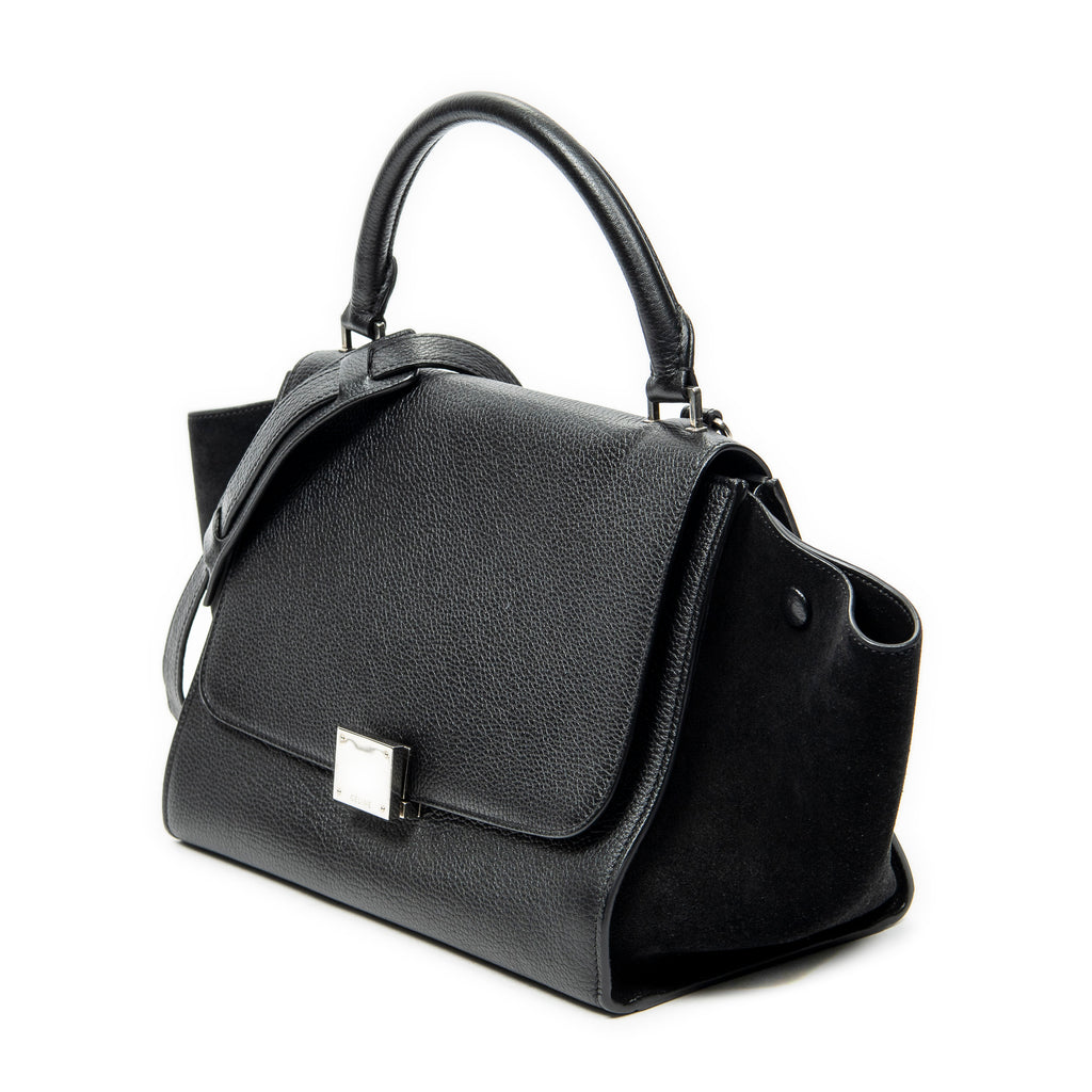 Shoulder Bag Small Trapeze Black Grained Calfskin Leather