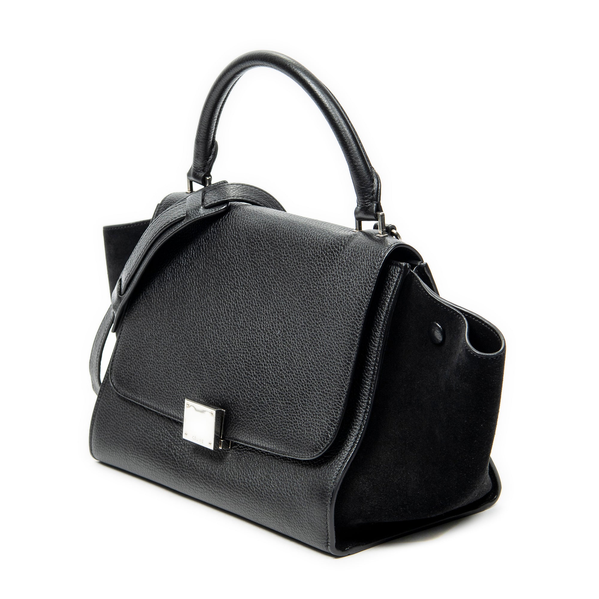 Shoulder Bag Small Trapeze Black Grained Calfskin Leather