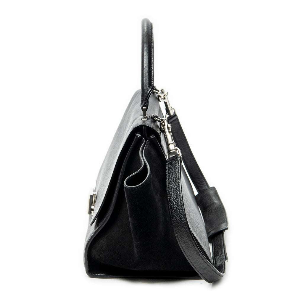 Shoulder Bag Small Trapeze Black Grained Calfskin Leather
