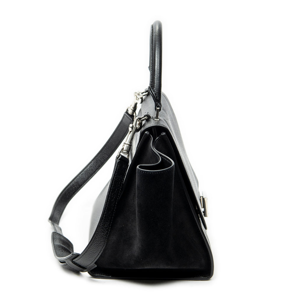 Shoulder Bag Small Trapeze Black Grained Calfskin Leather
