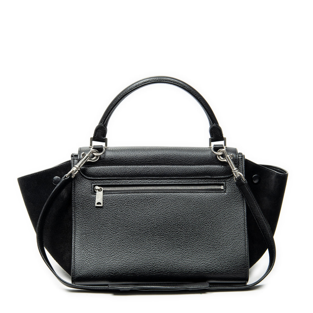 Shoulder Bag Small Trapeze Black Grained Calfskin Leather