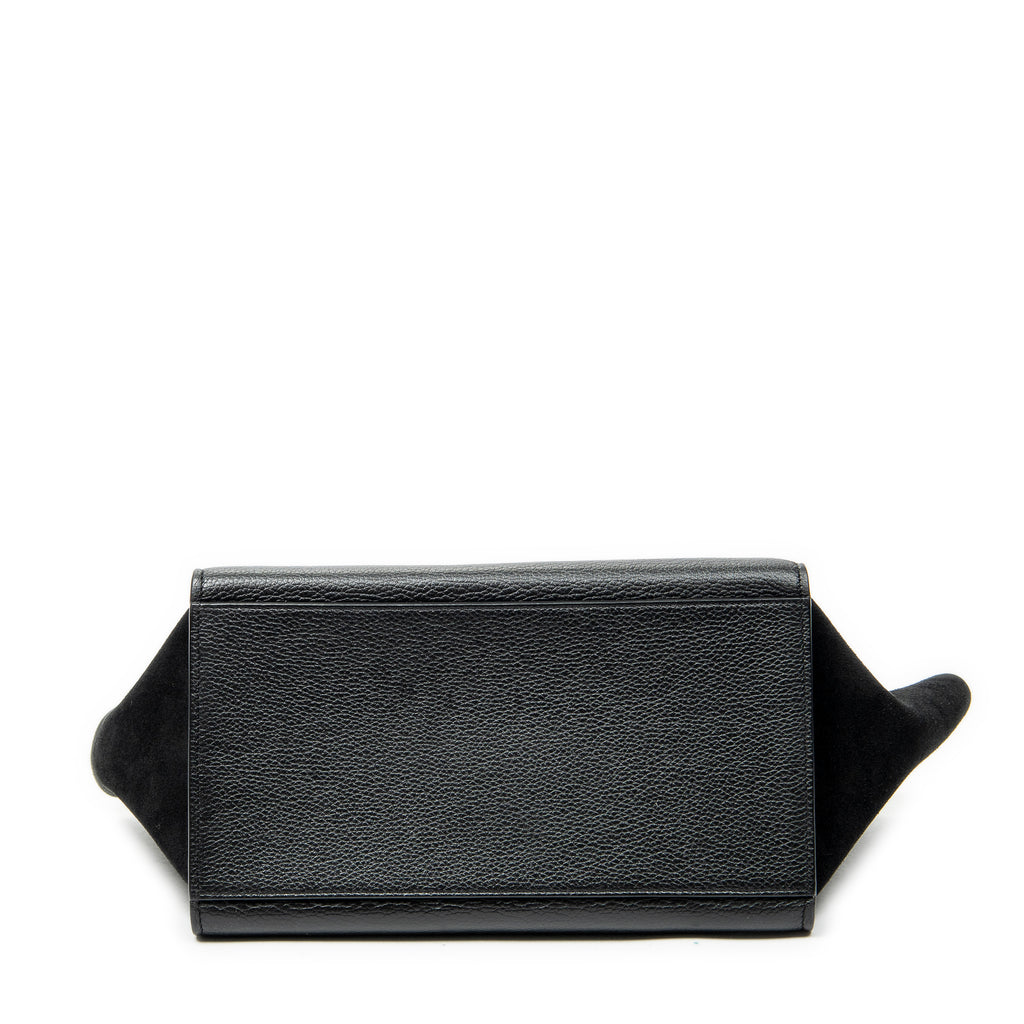 Shoulder Bag Small Trapeze Black Grained Calfskin Leather