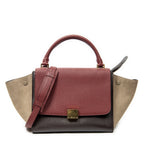 Shoulder Bag Small Trapeze Burgundy Pebbled Calfskin Leather