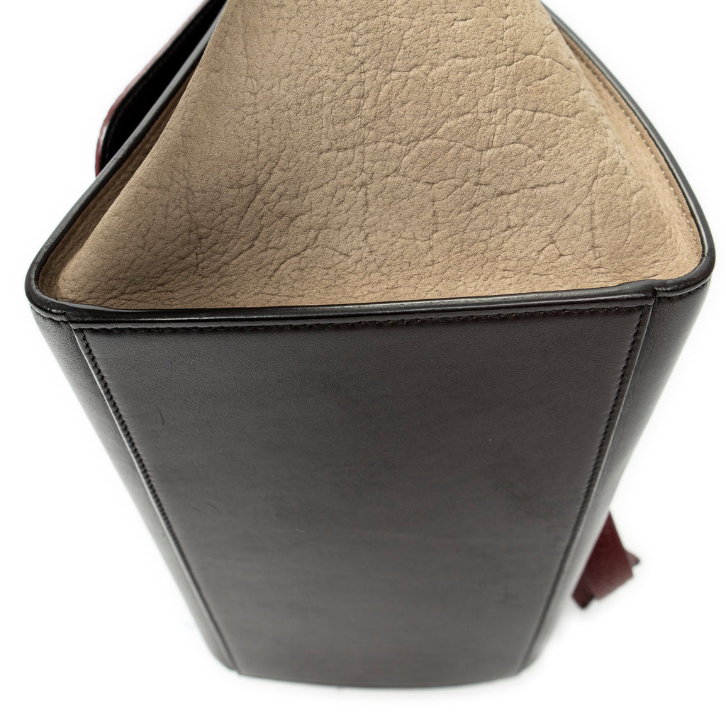 Shoulder Bag Small Trapeze Burgundy Pebbled Calfskin Leather
