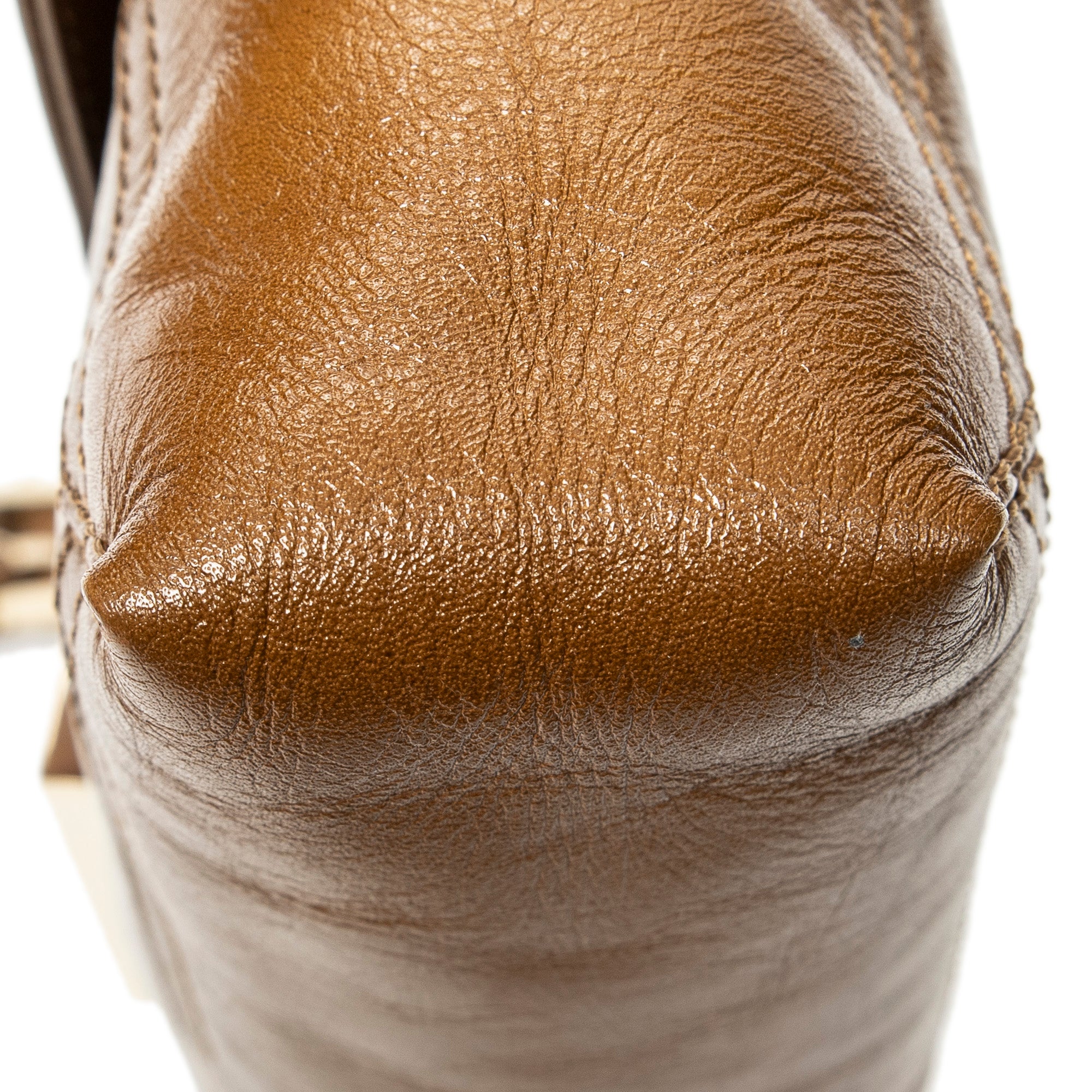 Shoulder Bag Baguette Chain Flap Tan Calfskin Leather