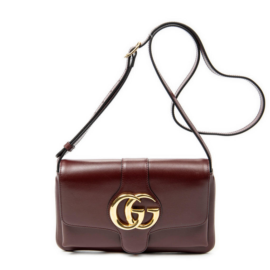 Shoulder Bag Small Arli Flap Maroon Calfskin Leather