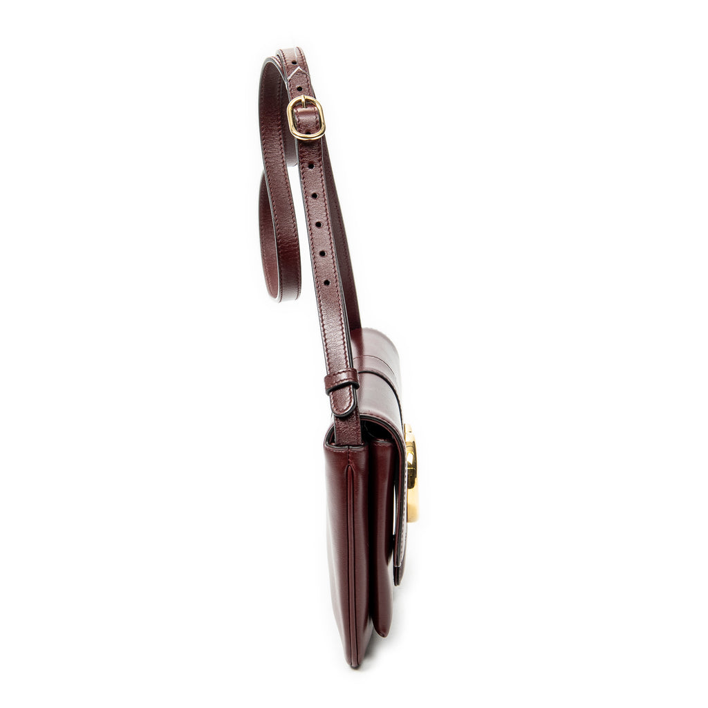 Shoulder Bag Small Arli Flap Maroon Calfskin Leather