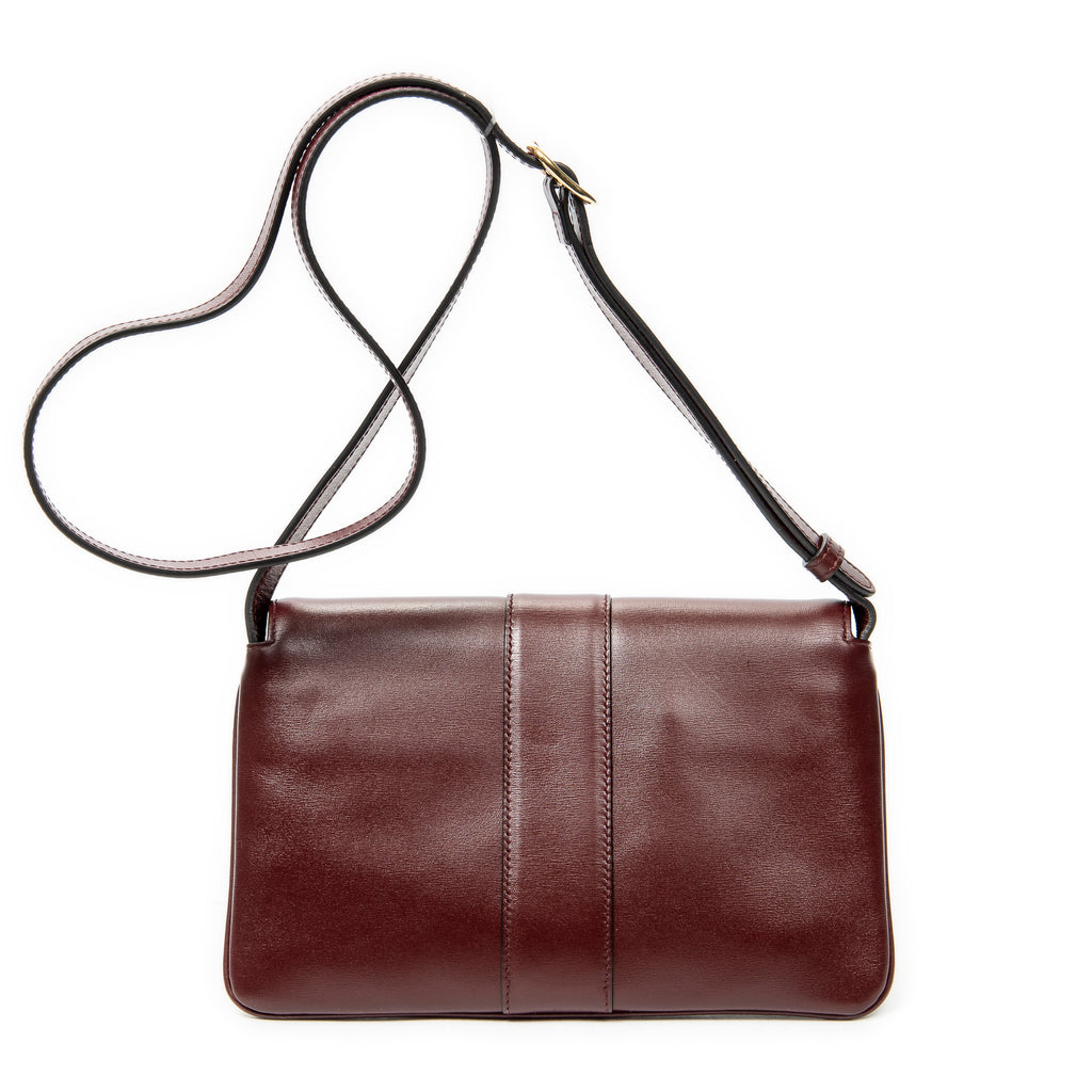 Shoulder Bag Small Arli Flap Maroon Calfskin Leather