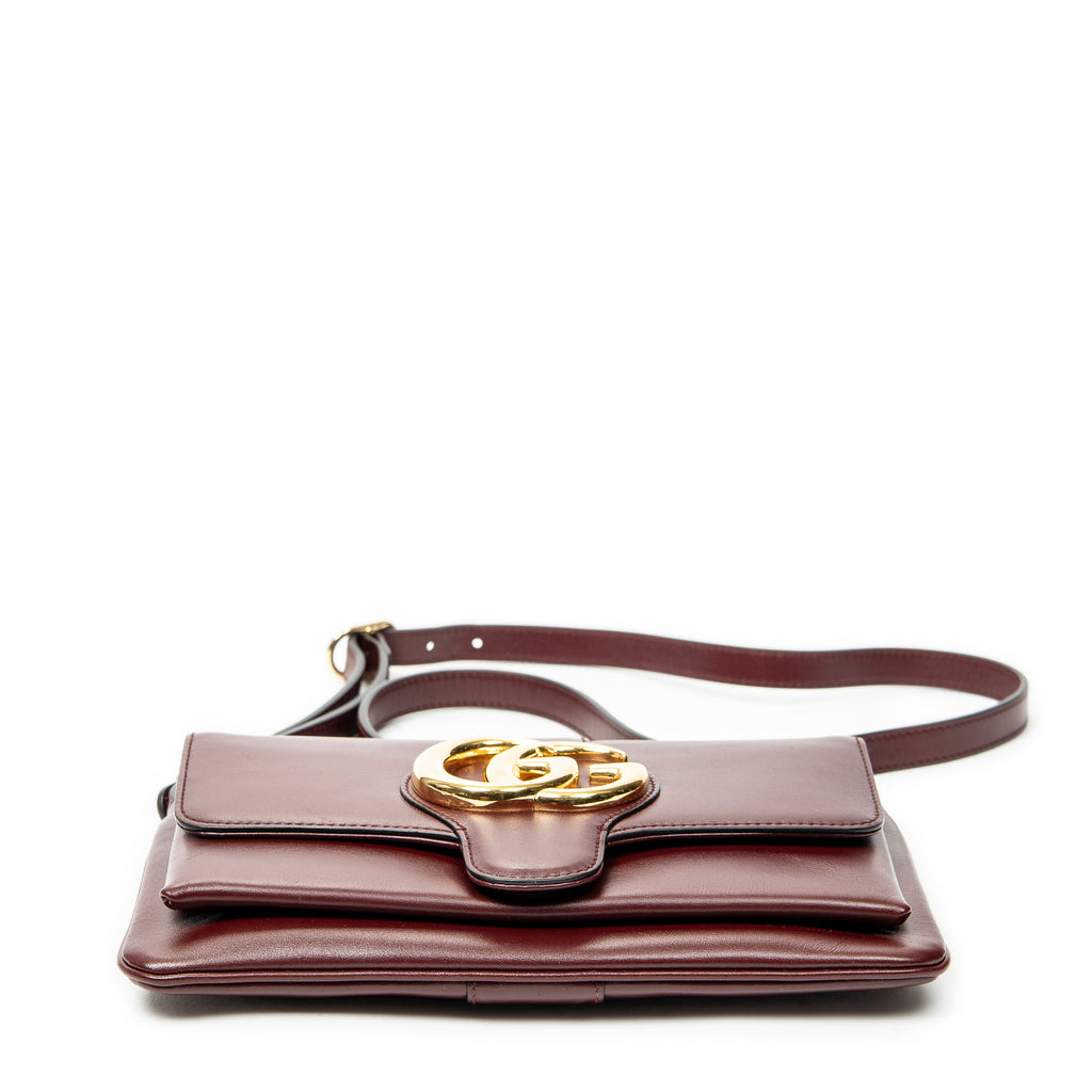 Shoulder Bag Small Arli Flap Maroon Calfskin Leather
