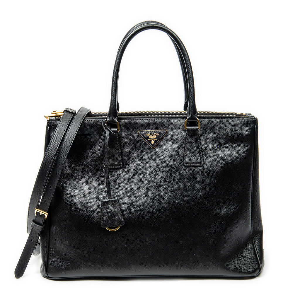 Shoulder Bag Large Galleria Double Zip Tote Black Saffiano Leather