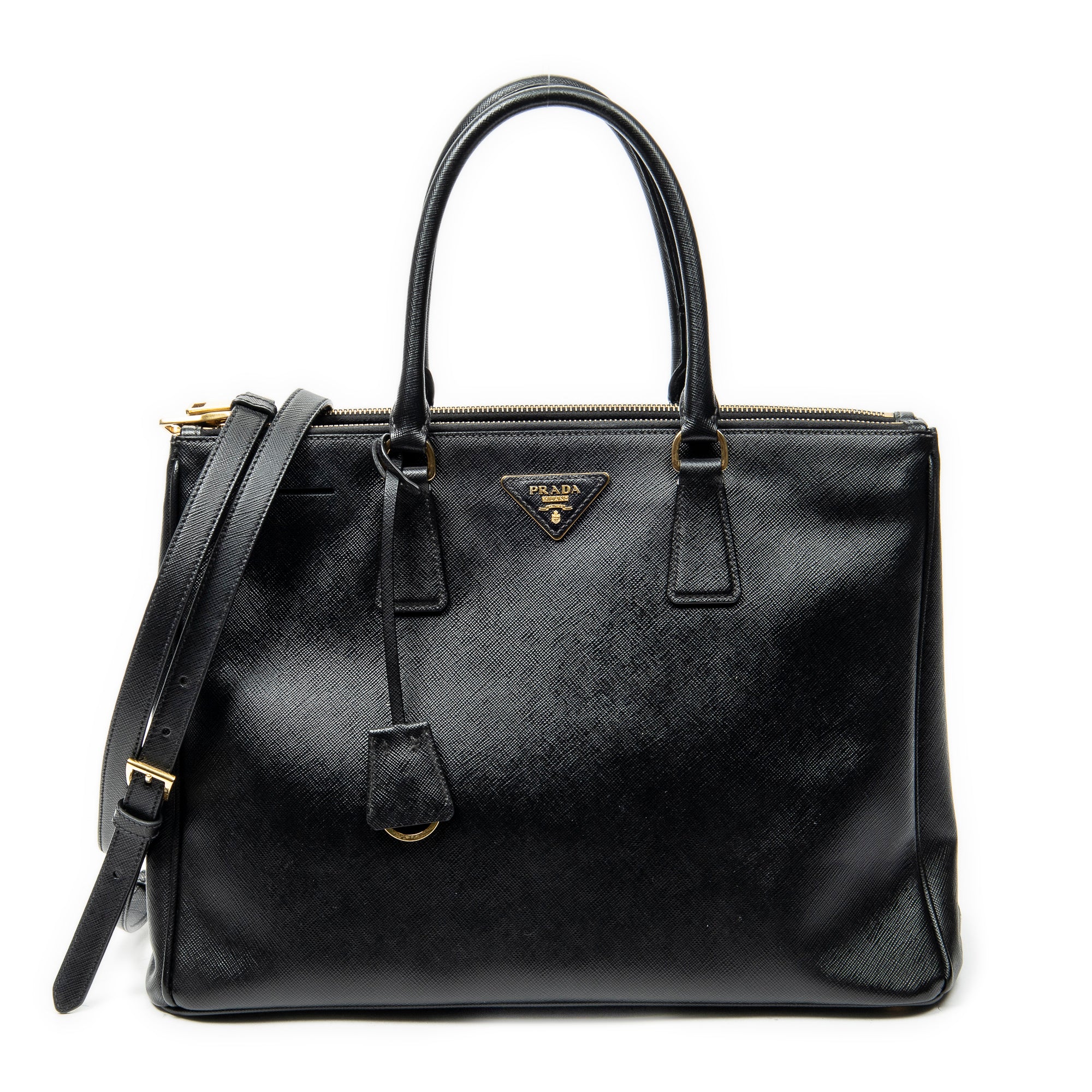 Shoulder Bag Large Galleria Double Zip Tote Black Saffiano Leather