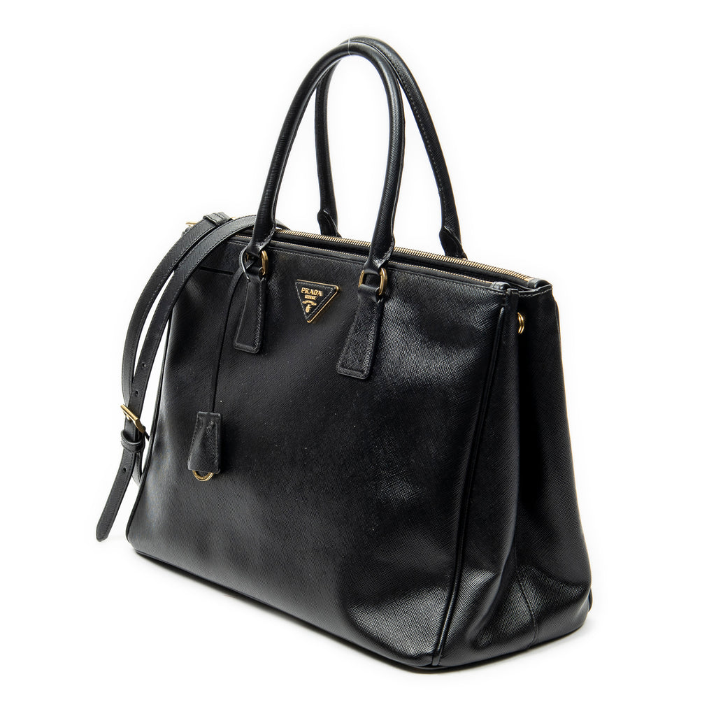 Shoulder Bag Large Galleria Double Zip Tote Black Saffiano Leather
