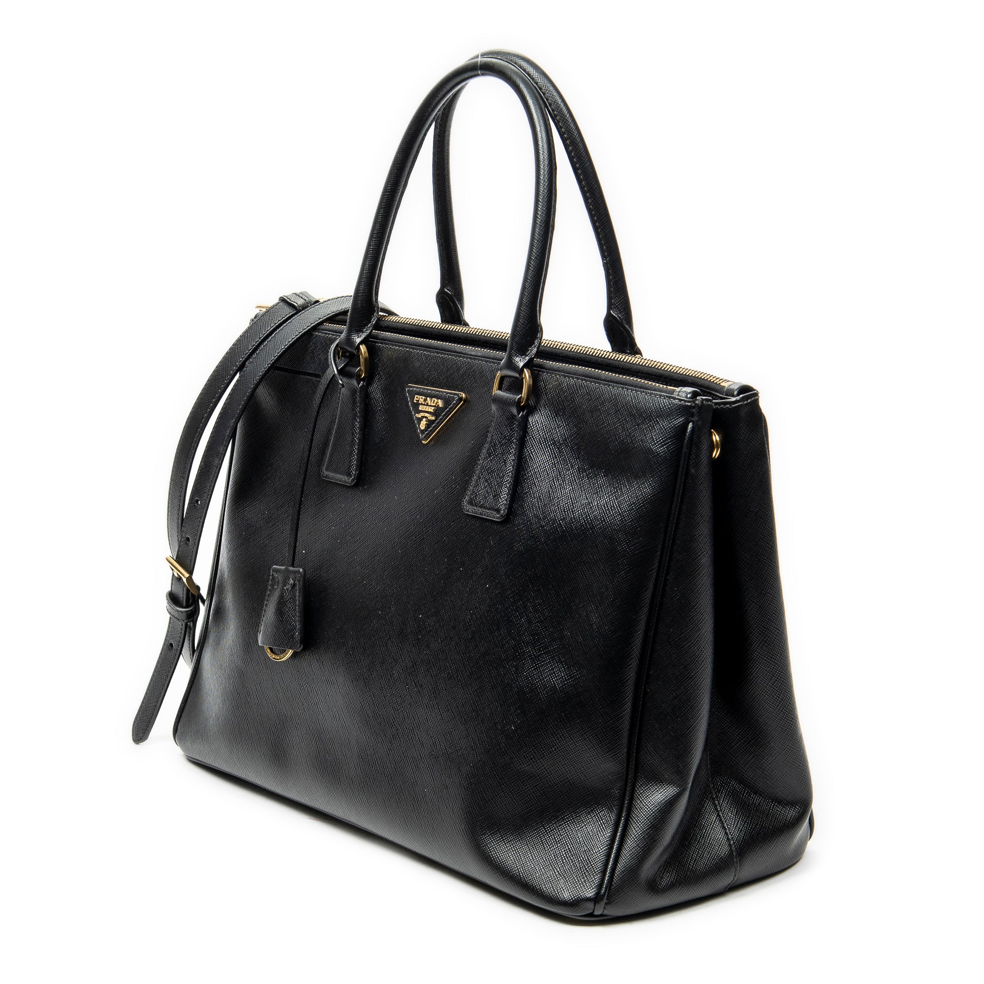 Shoulder Bag Large Galleria Double Zip Tote Black Saffiano Leather
