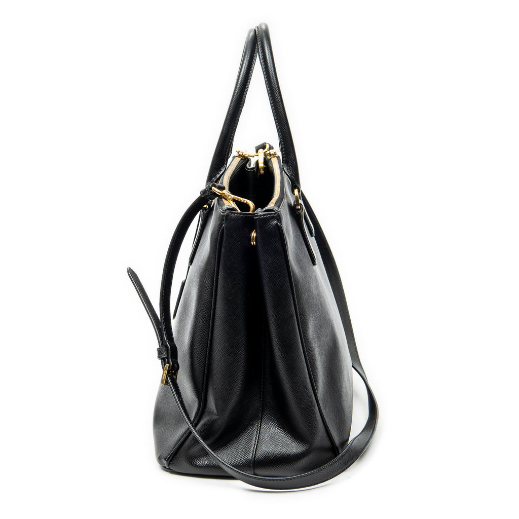 Shoulder Bag Large Galleria Double Zip Tote Black Saffiano Leather
