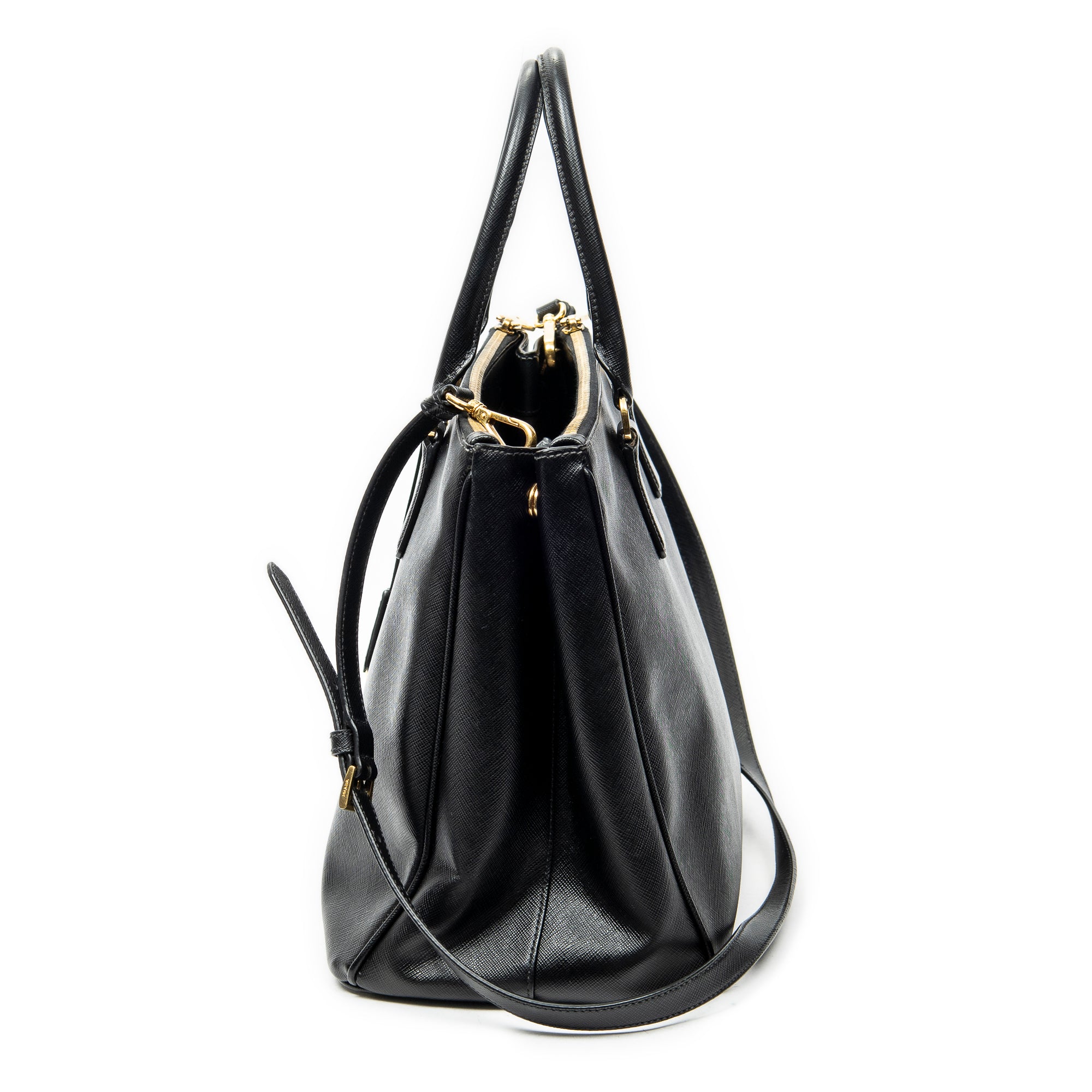 Shoulder Bag Large Galleria Double Zip Tote Black Saffiano Leather