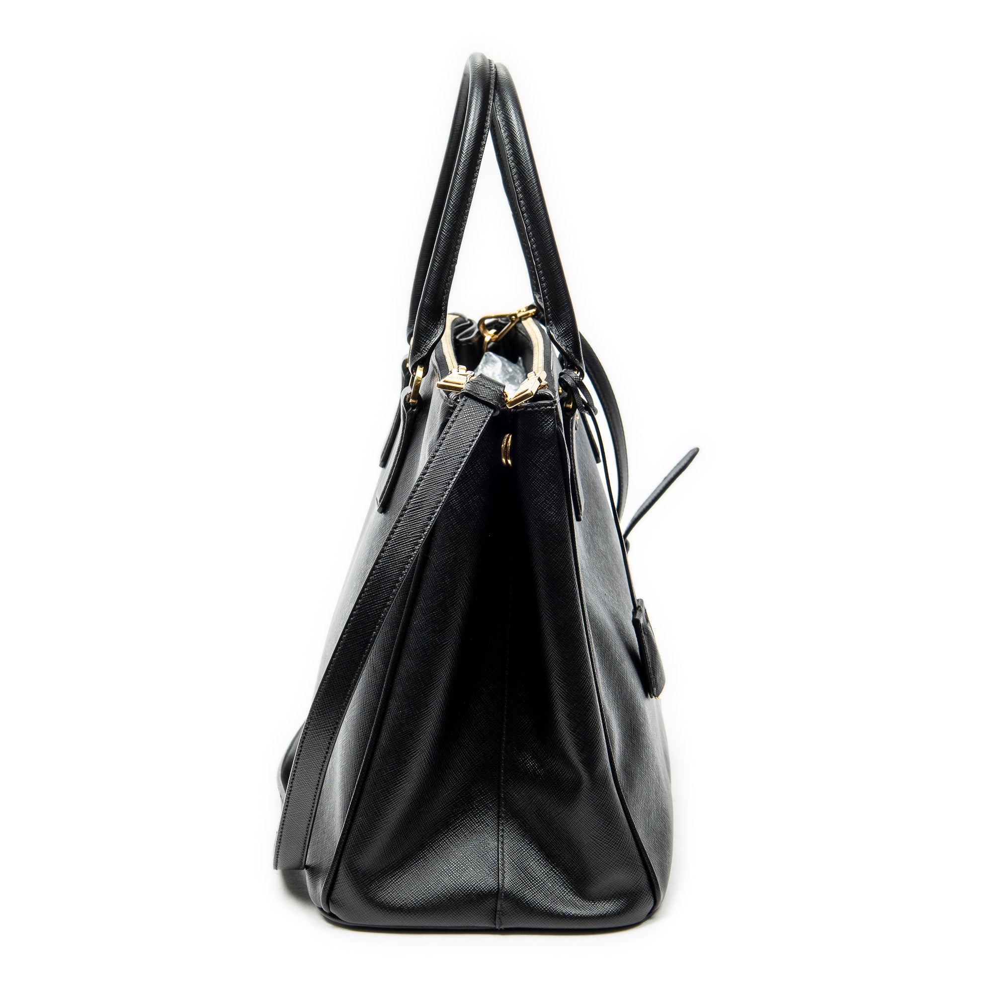 Shoulder Bag Large Galleria Double Zip Tote Black Saffiano Leather