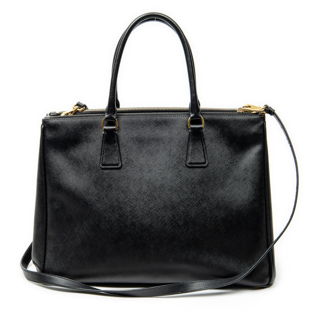 Shoulder Bag Large Galleria Double Zip Tote Black Saffiano Leather