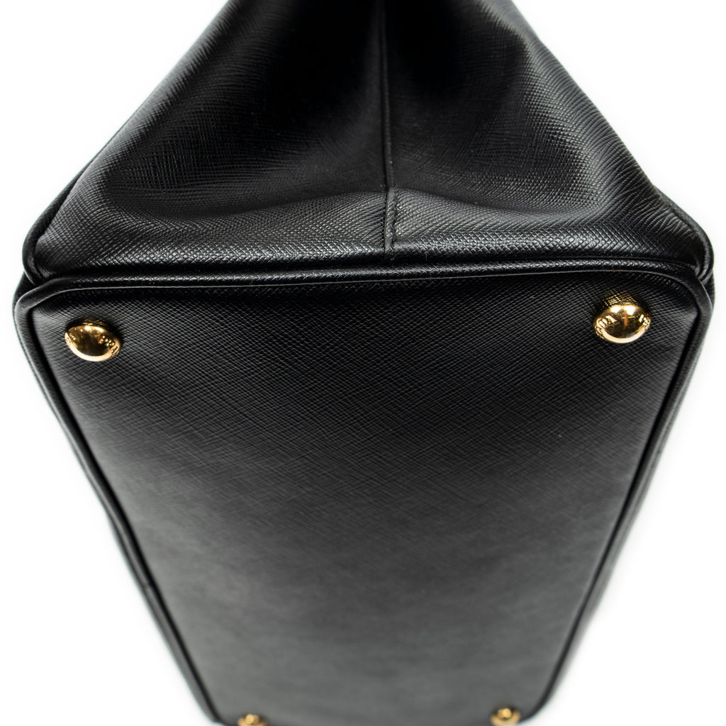 Shoulder Bag Large Galleria Double Zip Tote Black Saffiano Leather